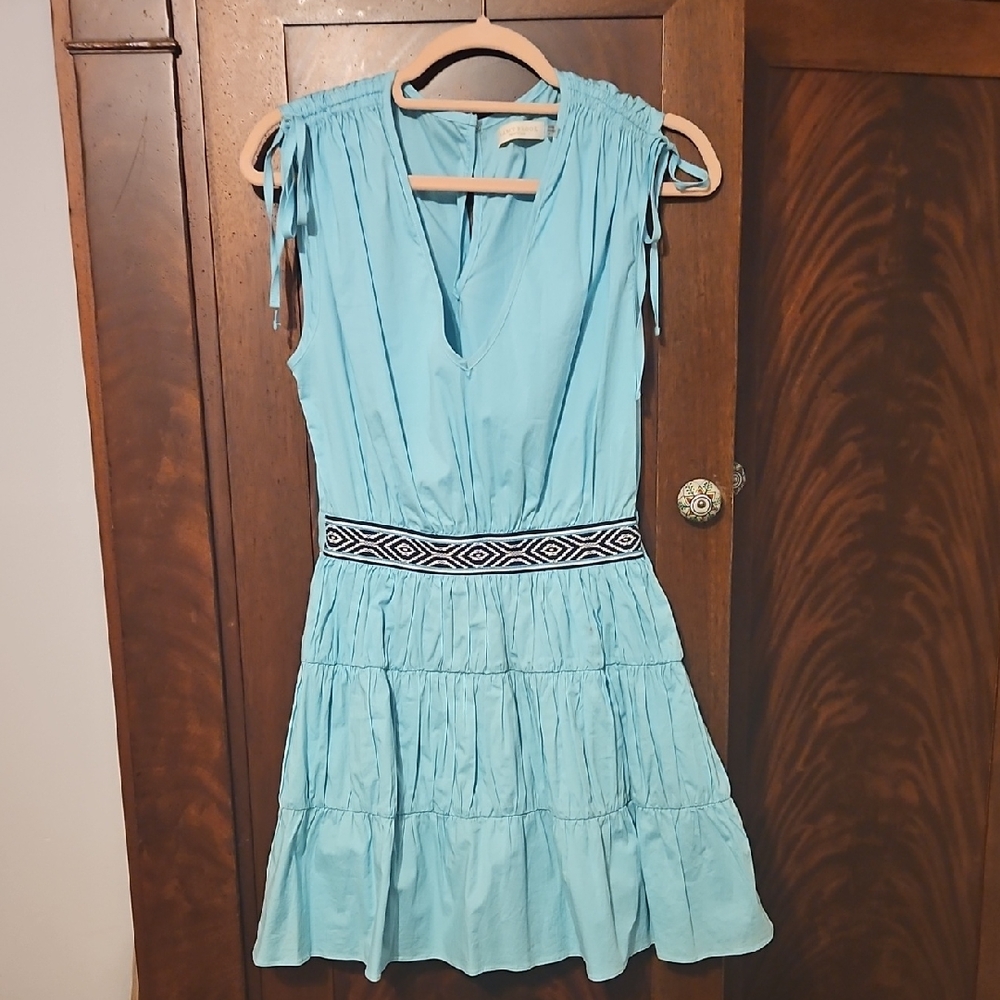 NWT - Ramy Brook Light Blue Mini Dress with Black and White Waist
